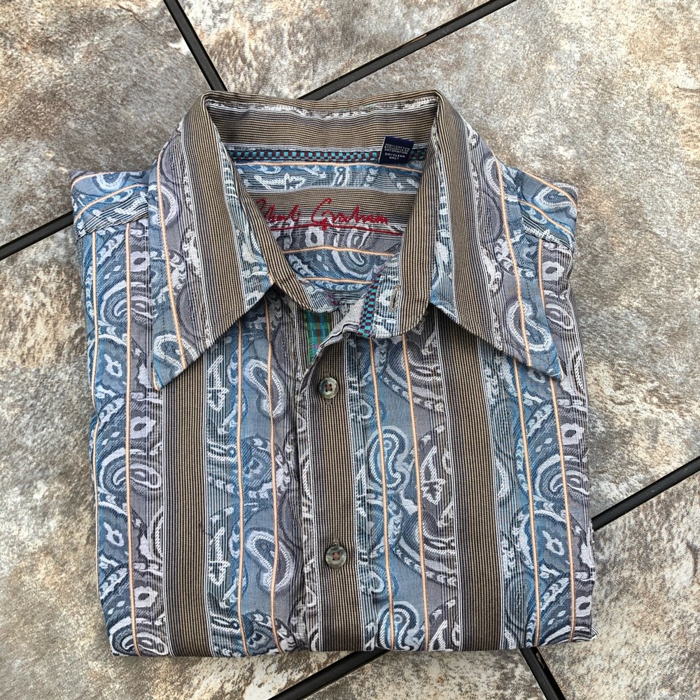 Robert Graham Stripe & Paisley Button Down Shirt